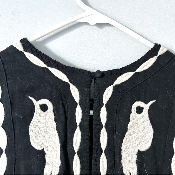 Free People “birds of a feather” embroidered black &white swing sleeveless dress - Picture 14 of 17
